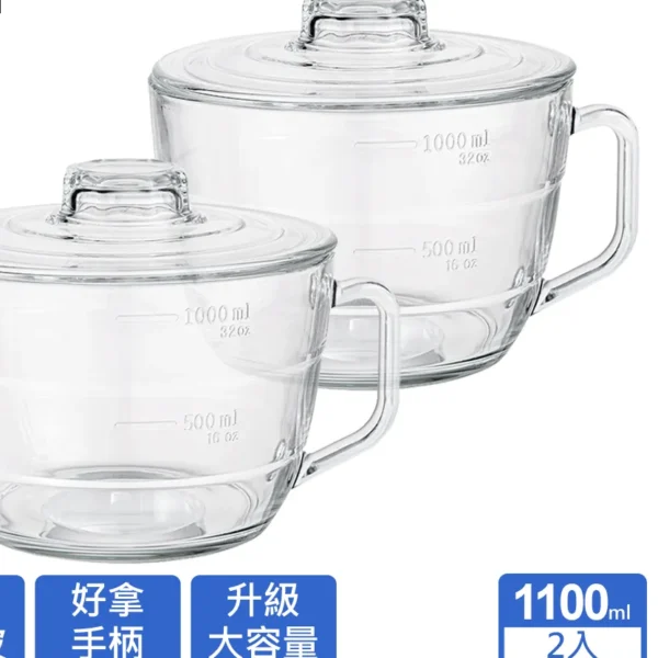 Glasslock 強化玻璃微波碗泡麵碗 1100ml(二入組)