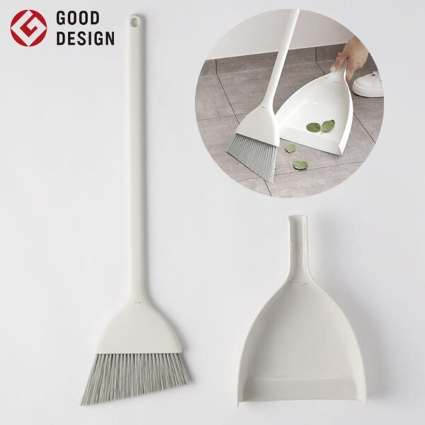 MARNA日本優良設計獎小空間可站立斜角刷毛掃把畚箕組W-628W輕巧易握/附掛洞掃帚簸箕畚斗適單身套房雅房清潔